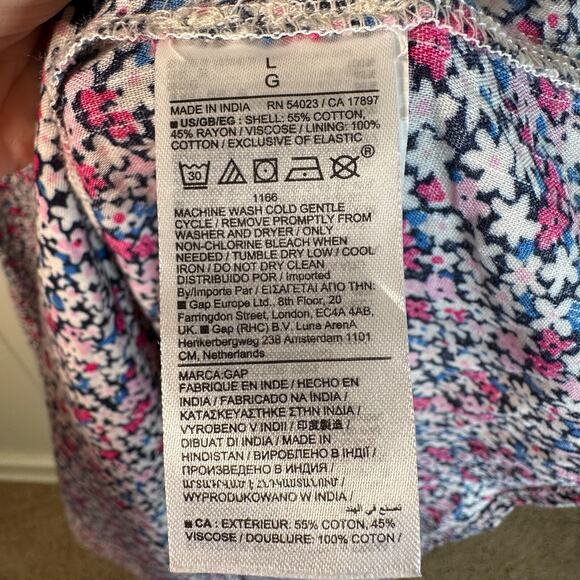 Gap Dress Large Floral Midi Length Sleeveless Split Neck Lined Classic Sundress - Picture 9 of 11